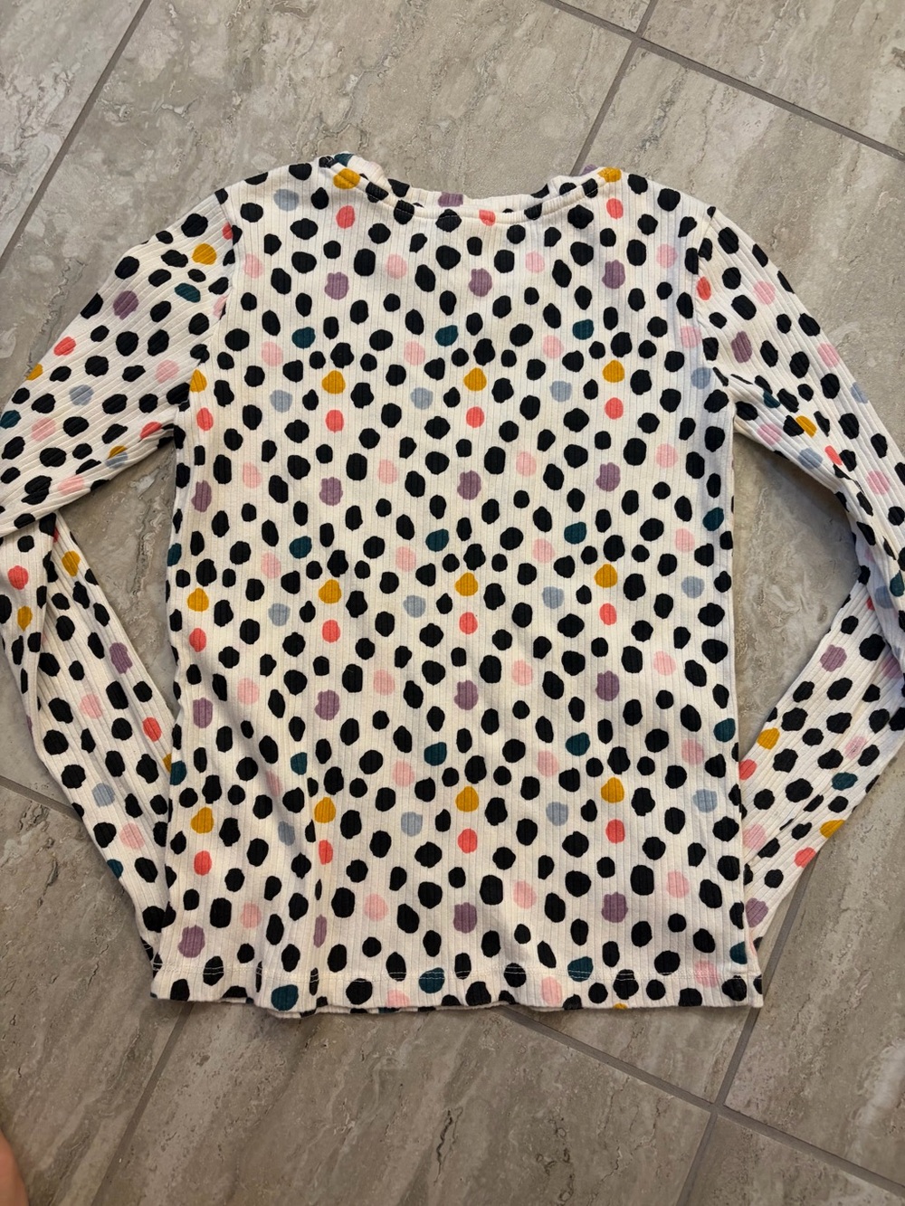 Hanna Andersson Long-Sleeve Ribbed Top with Multicolor Polka Dots